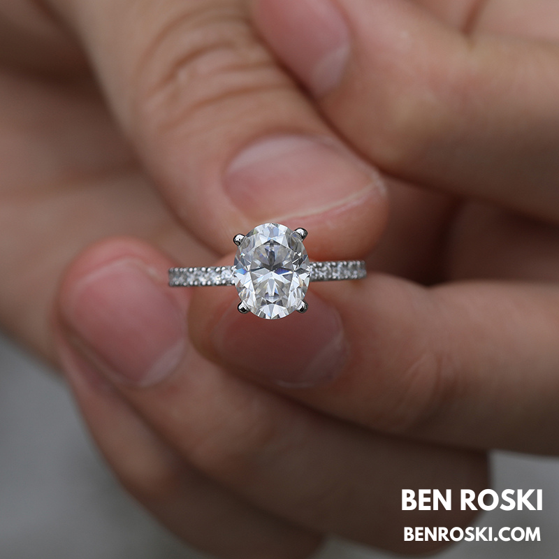 Classic Moissanite Engagement Ring Sterling Silver, Gold, or Rose Gold | VVS1 Moissanite | GRA Certified