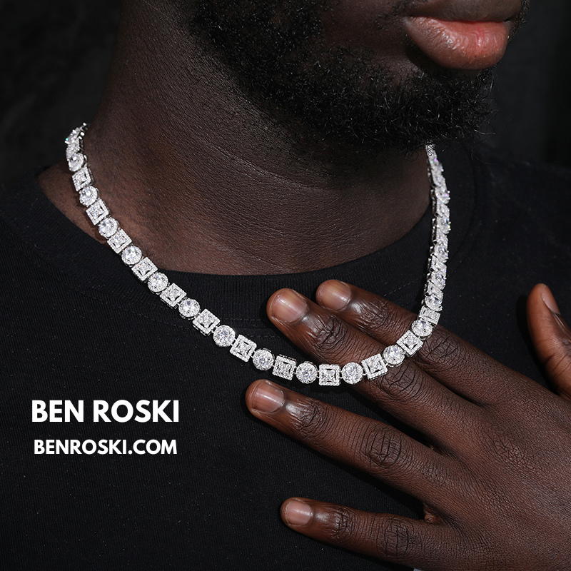 Moissanite Cluster Link Chain Sterling Silver | GRA Certified