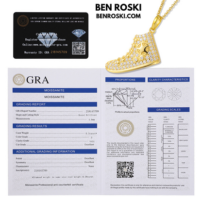 Sneaker Pendant Sterling Silver or Gold / Rose Gold Plated | VVS Moissanite | GRA Certified