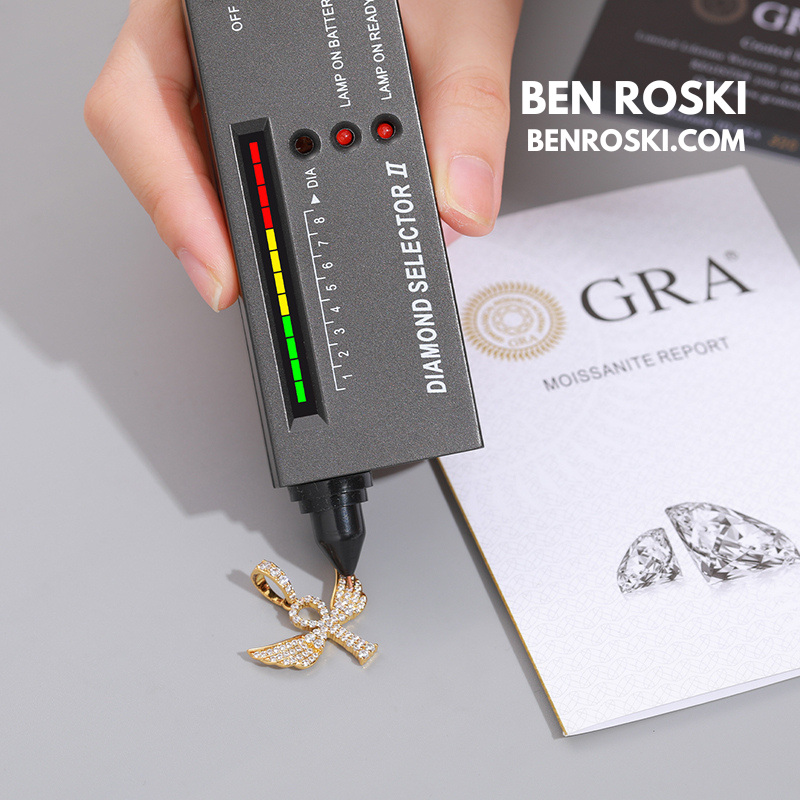 Angel Cross Pendant Necklace Sterling Silver or Gold/Rose Gold Plated | VVS Moissanite | GRA Certified