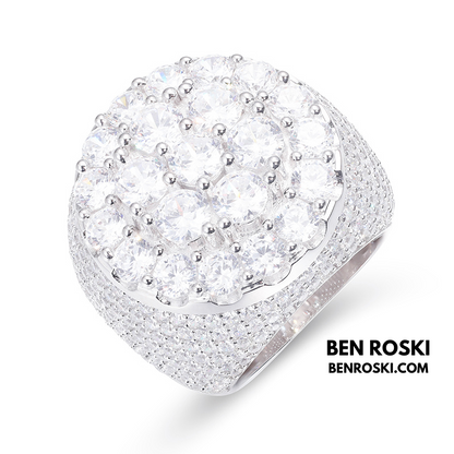 Iced Moissanite Cluster Ring Sterling Silver | VVS1 Moissanite | GRA Certified | Gold & Rose Gold Available