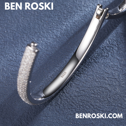 Nail Moissanite Bangle Sterling Silver, Gold Plated & Rose Gold Plated over 925 Silver | GRA Certified