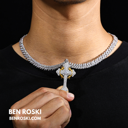 Barbed Cross Pendant Sterling Silver or Gold/Rose Gold Plated | VVS Moissanite | GRA Certified