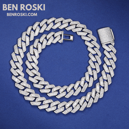 Iced Cuban Link Chain Sterling Silver Multiple Width Options | Moissanite