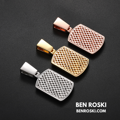 Baguette Cluster Dog Tag Pendant Sterling Silver, Gold & Rose Gold | VVS Moissanite | GRA Certified