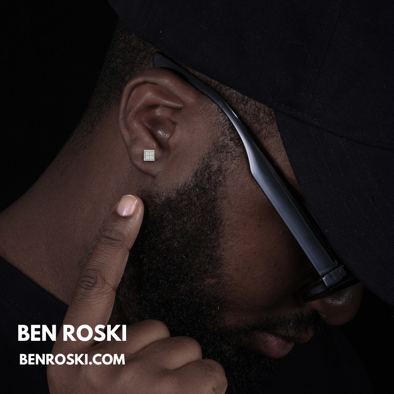 Square Cluster Stud Earrings Sterling Silver, Gold or Rose Gold Plated | 5A Moissanite Stones