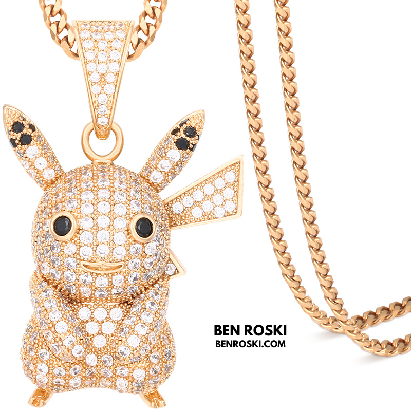 Iced-Out Pikachu Moissanite Pendant – Sterling Silver | Gold, Silver & Rose Gold | GRA Certified