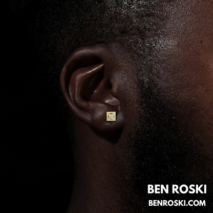 Square Cluster Stud Earrings Sterling Silver, Gold & Rose Gold Plated | VVS Moissanite | GRA Certified