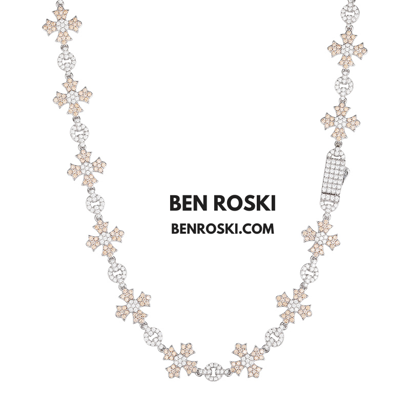 12MM Moissanite Cross Link Chain Sterling Silver, Gold, or Rose Gold | GRA Certified