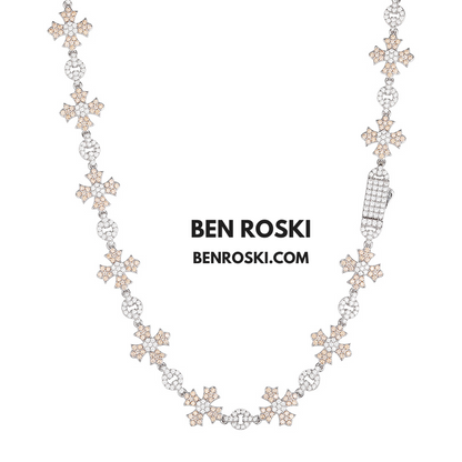 12MM Moissanite Cross Link Chain Sterling Silver, Gold, or Rose Gold | GRA Certified