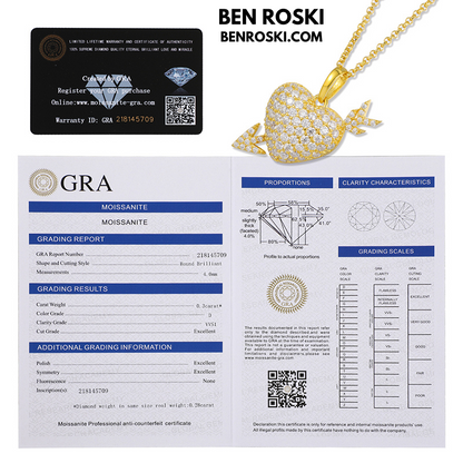 Heart Arrow Moissanite Pendant Sterling Silver, Gold & Rose Gold | VVS Moissanite | GRA Certified