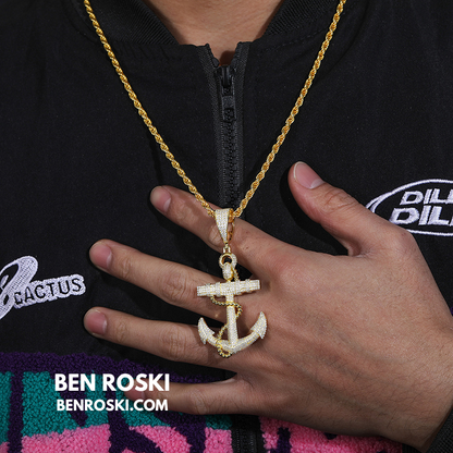 Anchor Pendant Sterling Silver, Gold & Rose Gold | VVS Moissanite | GRA Certified