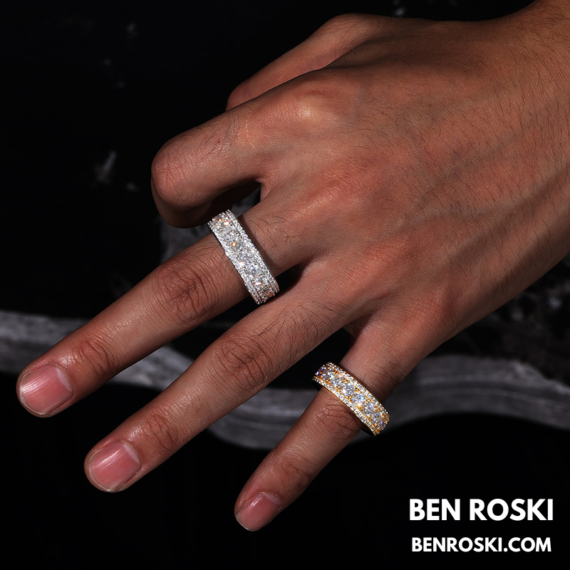 8MM Eternity Band Ring Sterling Silver, Gold & Rose Gold  | VVS Moissanite | GRA Certified |