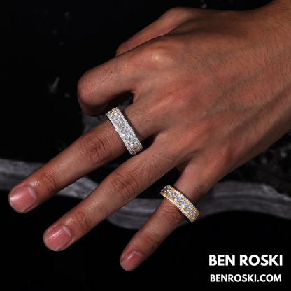 8MM Eternity Band Ring Sterling Silver, Gold & Rose Gold  | VVS Moissanite | GRA Certified |