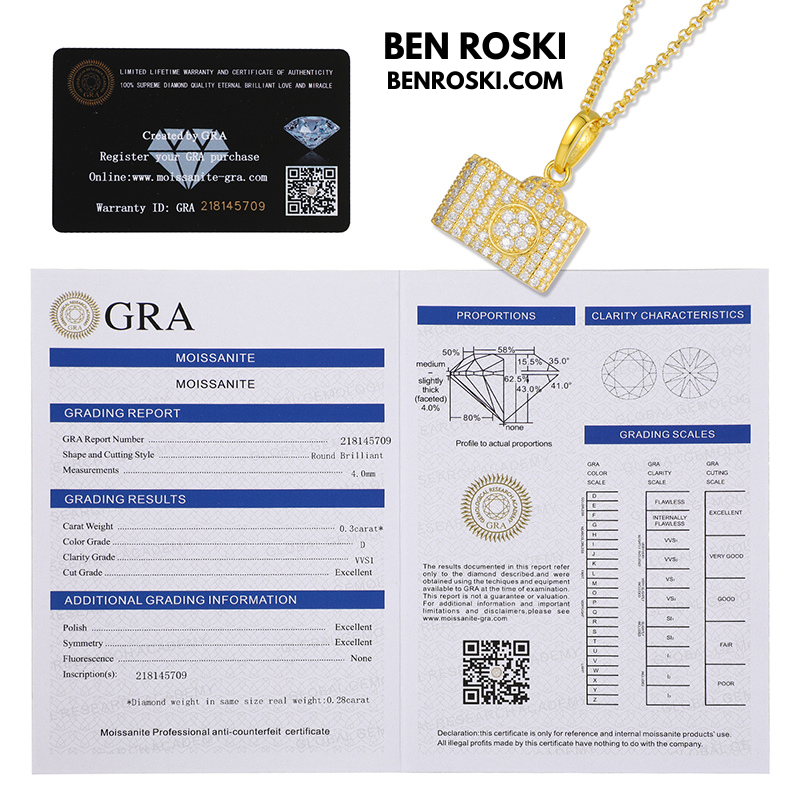 Camera Pendant Necklace Sterling Silver or Gold / Rose Gold Plated | VVS Moissanite | GRA Certified