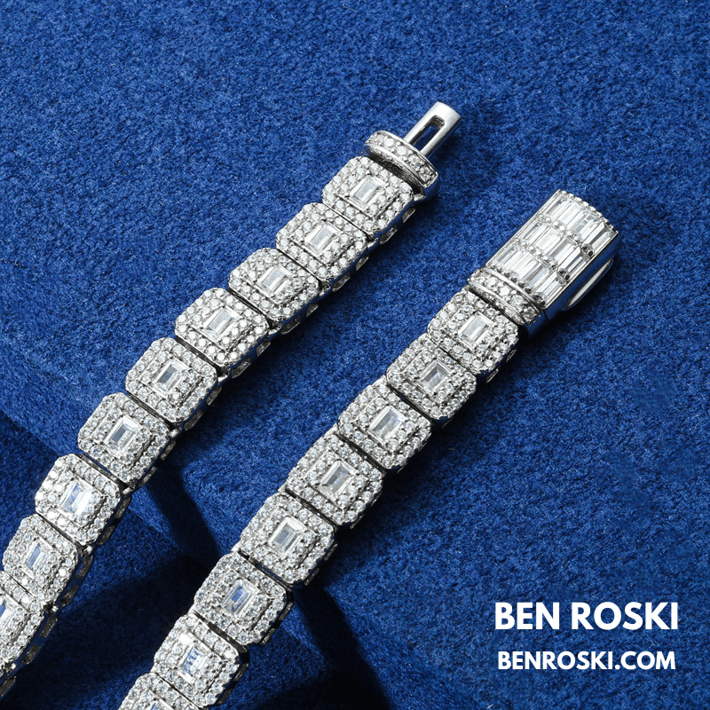 Square Cluster Moissanite Chain – 7MM Width | 20 Inch | 45.95g | GRA Certified