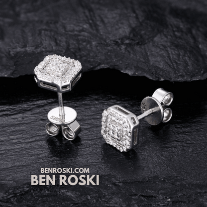 Square Halo Stud Earrings – 7MM | 1.49g | VVS1 Moissanite | GRA Certified