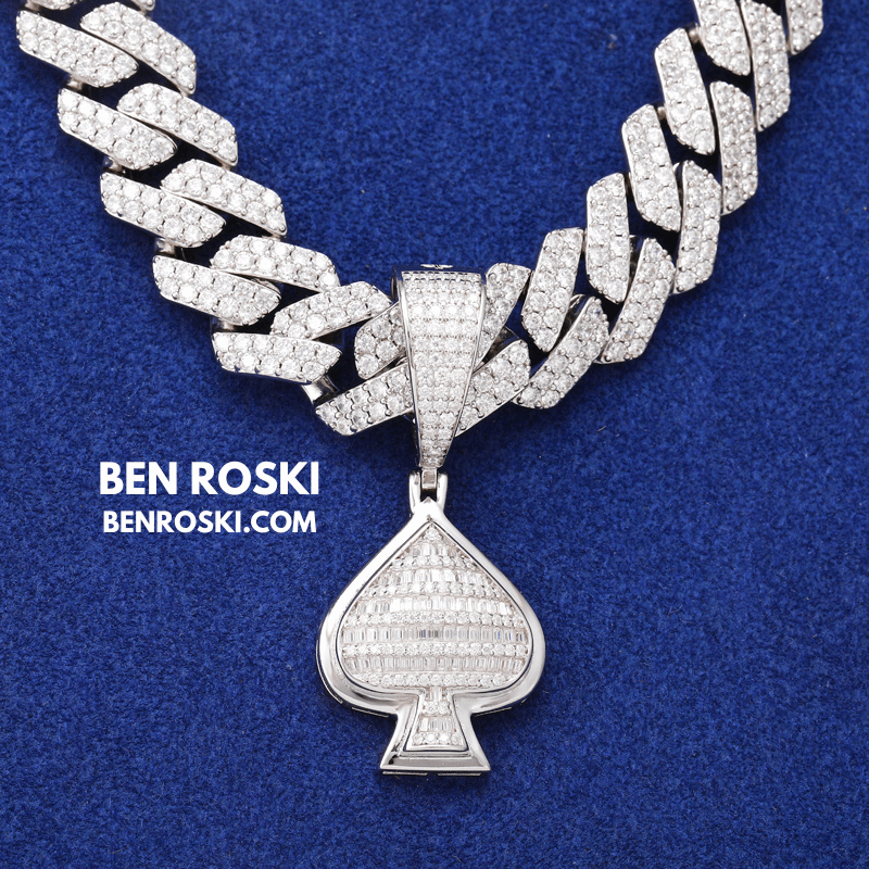 Spade Moissanite Pendant Sterling Silver, Gold, or Rose Gold | VVS Moissanite | GRA Certified