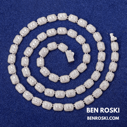 Cushion Link Moissanite Chain – 7MM Width | 22 Inch | 34.17g | GRA Certified