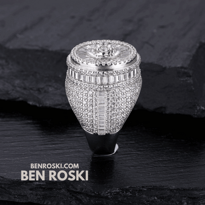 Round Baguette Cluster Ring – 21MM Width | VVS1 Moissanite | GRA Certified