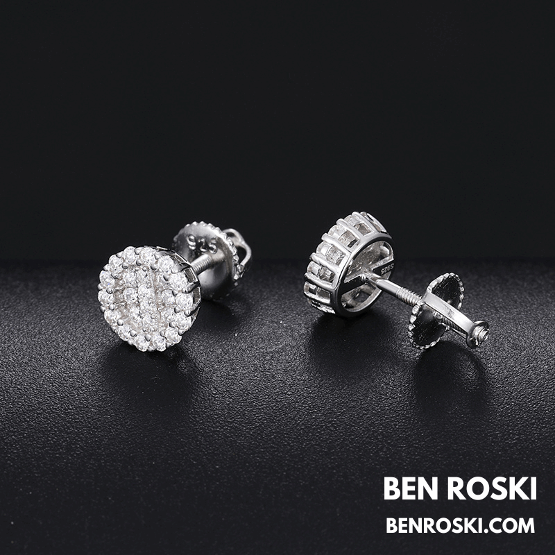 Round Cluster Stud Earrings Sterling Silver, Gold, or Rose Gold | VVS Moissanite | GRA Certified