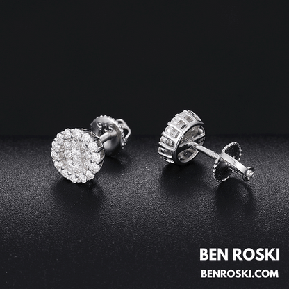 Round Cluster Stud Earrings Sterling Silver, Gold, or Rose Gold | VVS Moissanite | GRA Certified