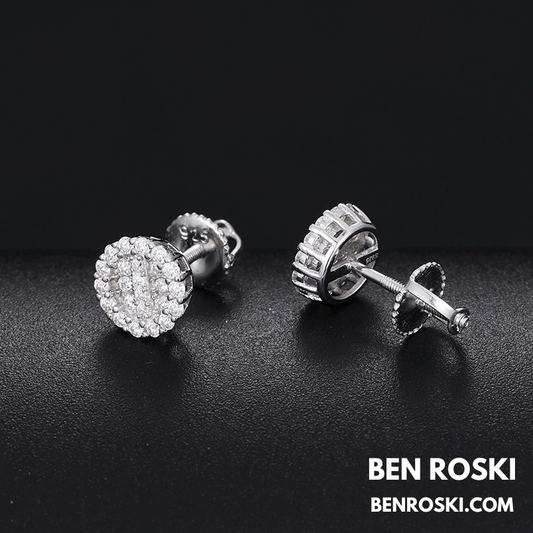 Round Cluster Stud Earrings Sterling Silver, Gold, or Rose Gold | VVS Moissanite | GRA Certified