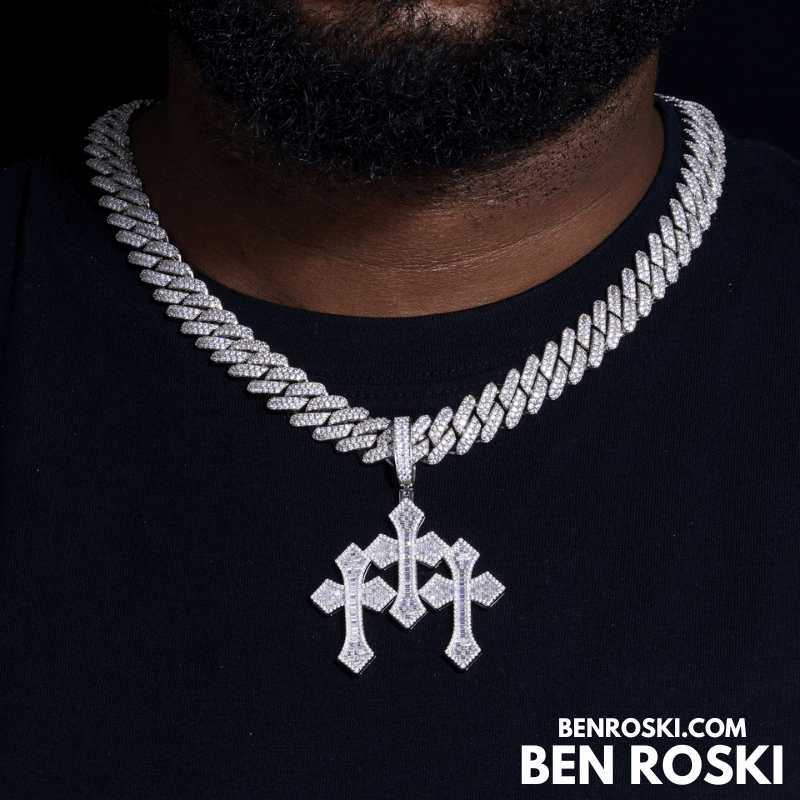 Triple Cross Moissanite Pendant – 69MM Height | VVS1 Moissanite | GRA Certified