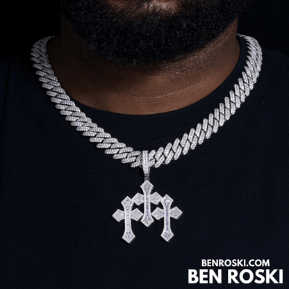 Triple Cross Moissanite Pendant – 69MM Height | VVS1 Moissanite | GRA Certified