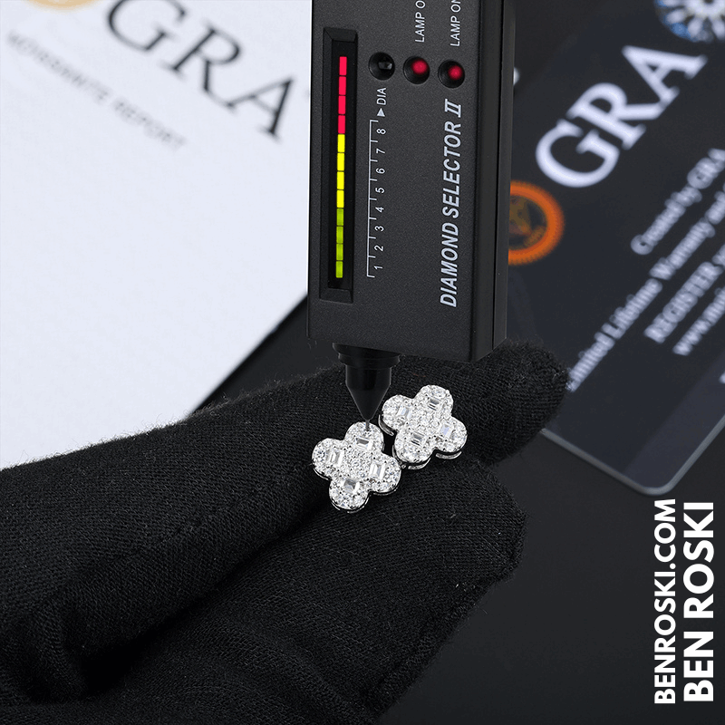 Clover Shape Stud Earrings Sterling Silver, Gold, or Rose Gold | VVS Moissanite | GRA Certified