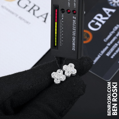 Clover Shape Stud Earrings Sterling Silver, Gold, or Rose Gold | VVS Moissanite | GRA Certified