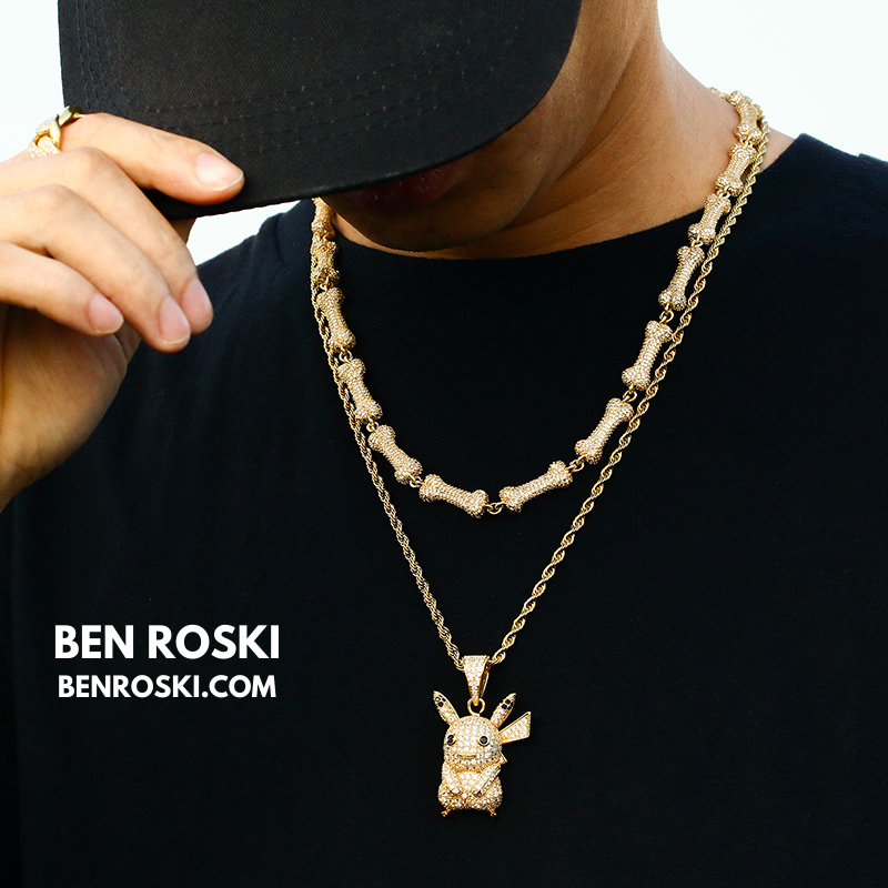 Iced-Out Pikachu Moissanite Pendant – Sterling Silver | Gold, Silver & Rose Gold | GRA Certified