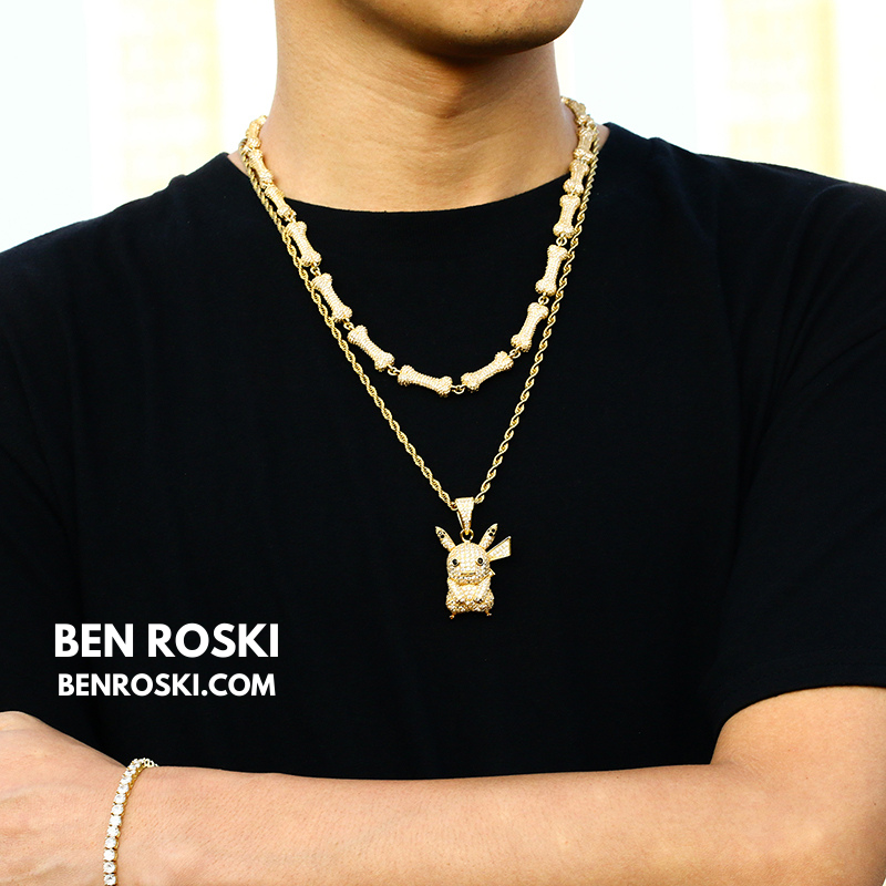 Iced-Out Pikachu Moissanite Pendant – Sterling Silver | Gold, Silver & Rose Gold | GRA Certified