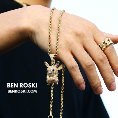 Iced-Out Pikachu Moissanite Pendant – Sterling Silver | Gold, Silver & Rose Gold | GRA Certified