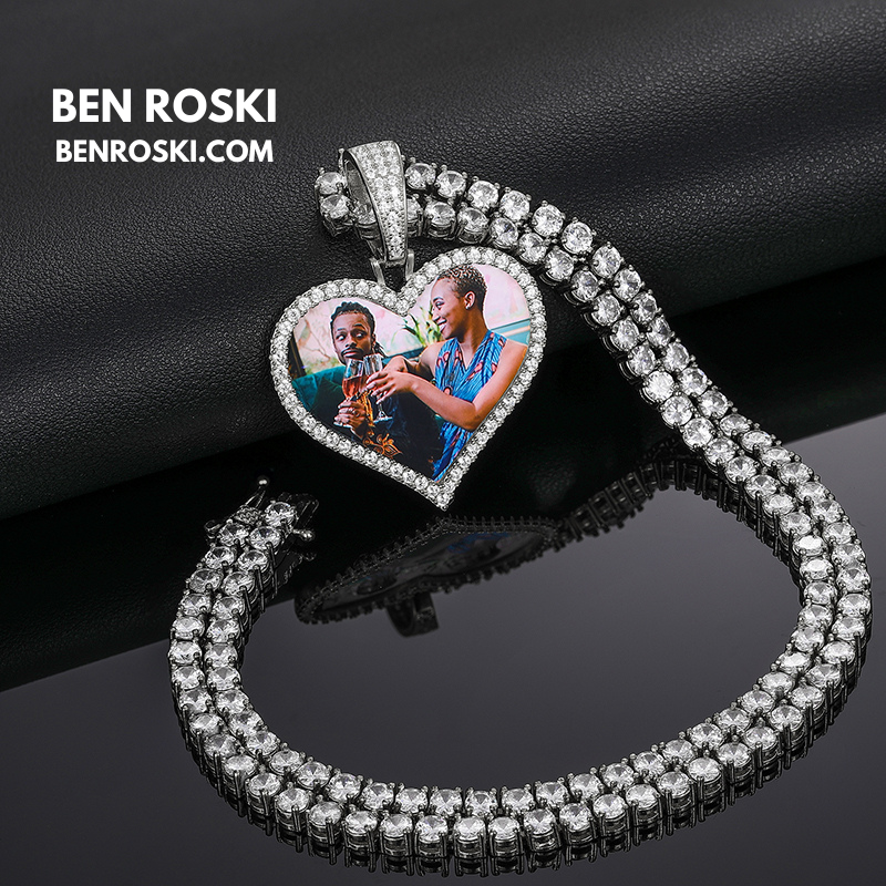 Custom Heart Photo Pendant Sterling Silver, Gold, or Rose Gold | vvs Moissanites | Personalized