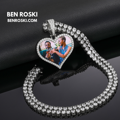 Custom Heart Photo Pendant Sterling Silver, Gold, or Rose Gold | vvs Moissanites | Personalized