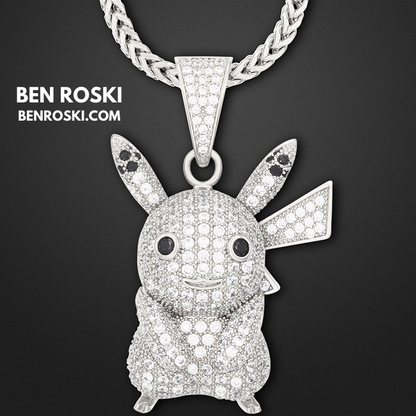 Iced-Out Pikachu Moissanite Pendant – Sterling Silver | Gold, Silver & Rose Gold | GRA Certified