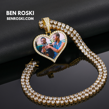 Custom Heart Photo Pendant Sterling Silver, Gold, or Rose Gold | vvs Moissanites | Personalized