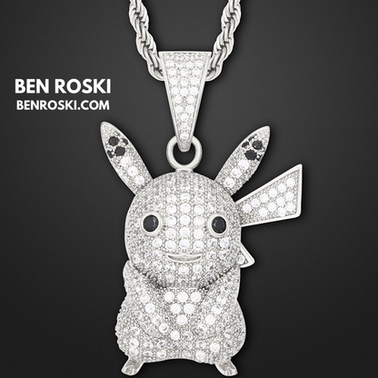 Iced-Out Pikachu Moissanite Pendant – Sterling Silver | Gold, Silver & Rose Gold | GRA Certified
