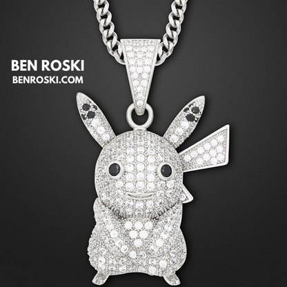 Iced-Out Pikachu Moissanite Pendant – Sterling Silver | Gold, Silver & Rose Gold | GRA Certified