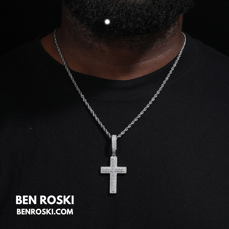 Moissanite Cross Pendant Sterling Silver, Gold & Rose Gold | VVS Moissanite | GRA Certified