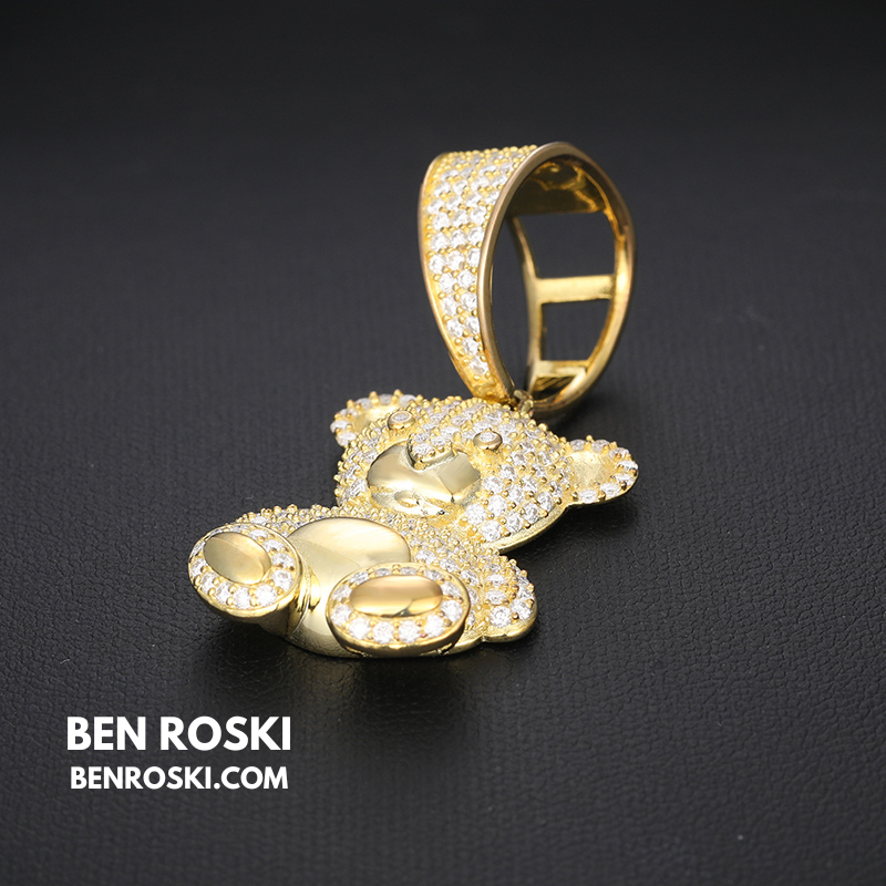Moissanite Teddy Bear Pendant Sterling Silver, Gold, or Rose Gold | VVS Moissanite | GRA Certified