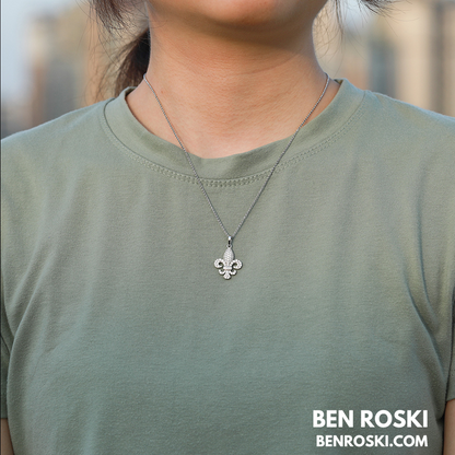 Fleur-de-Lis Moissanite Pendant Sterling Silver or Gold/Rose Gold Plated | VVS Moissanite | GRA Certified