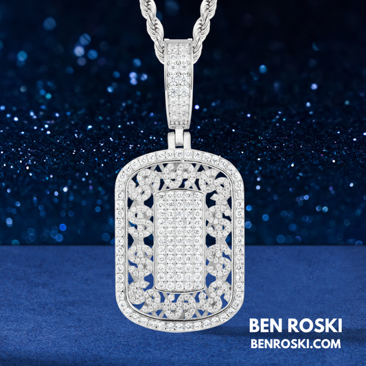 Iced Cuban Frame Pendant Sterling Silver or Gold / Rose Gold Plated | VVS Moissanite | GRA Certified