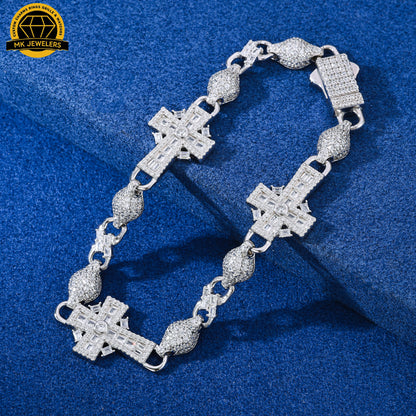 Moissanite Cross Link Bracelet Sterling Silver, Gold, or Rose Gold | VVS Moissanite | GRA Certified