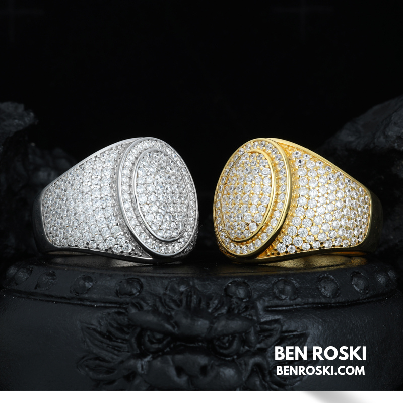 Round Micro-Pavé Moissanite Ring Sterling Silver, Gold & Rose Gold | VVS Moissanite | GRA Certified