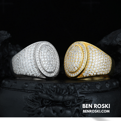 Round Micro-Pavé Moissanite Ring Sterling Silver, Gold & Rose Gold | VVS Moissanite | GRA Certified