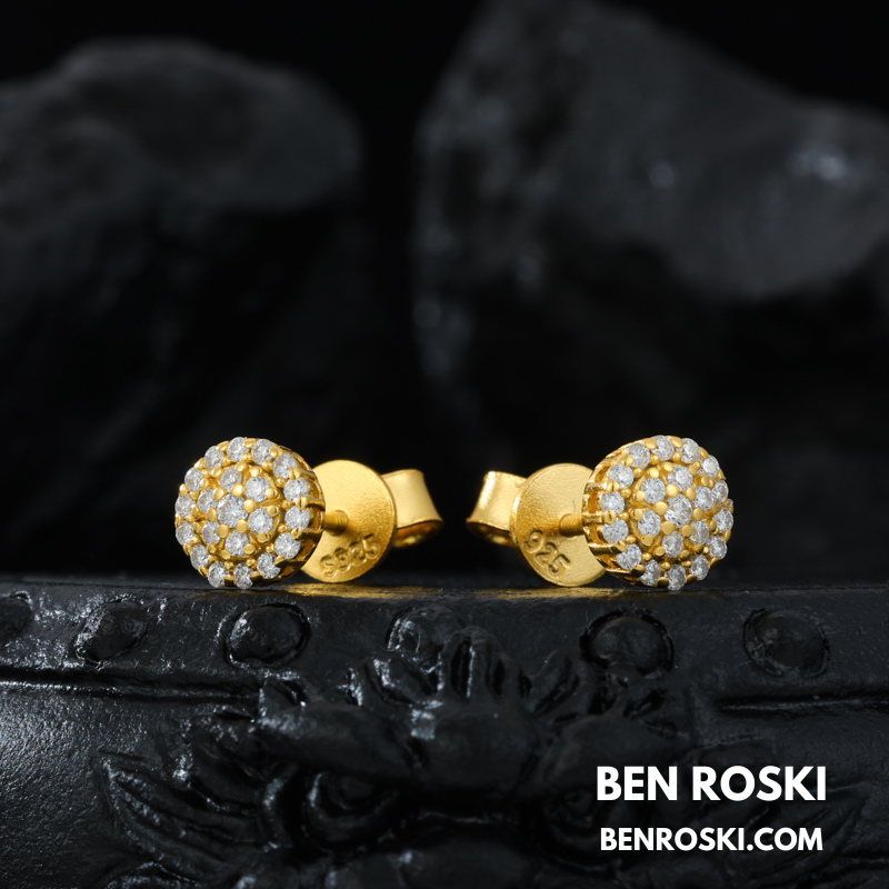 Round Cluster Stud Earrings Sterling Silver or Gold/Rose Gold Plated | VVS Moissanite | GRA Certified