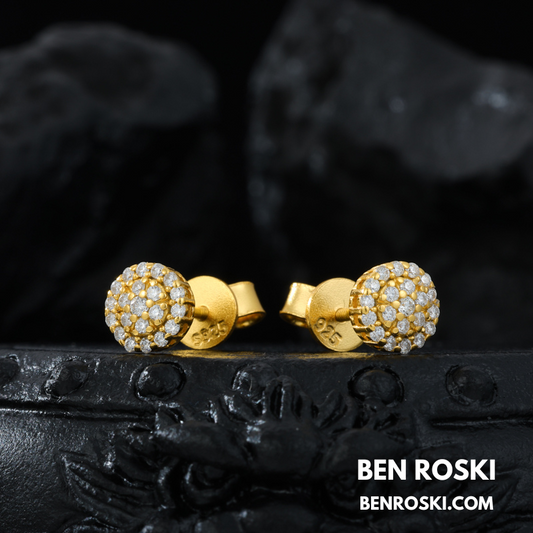 Round Cluster Stud Earrings Sterling Silver or Gold/Rose Gold Plated | VVS Moissanite | GRA Certified