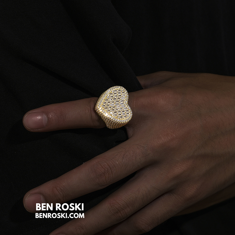 Heart Baguette Moissanite Ring Sterling Silver, Gold Plated or Rose Gold | GRA Certified